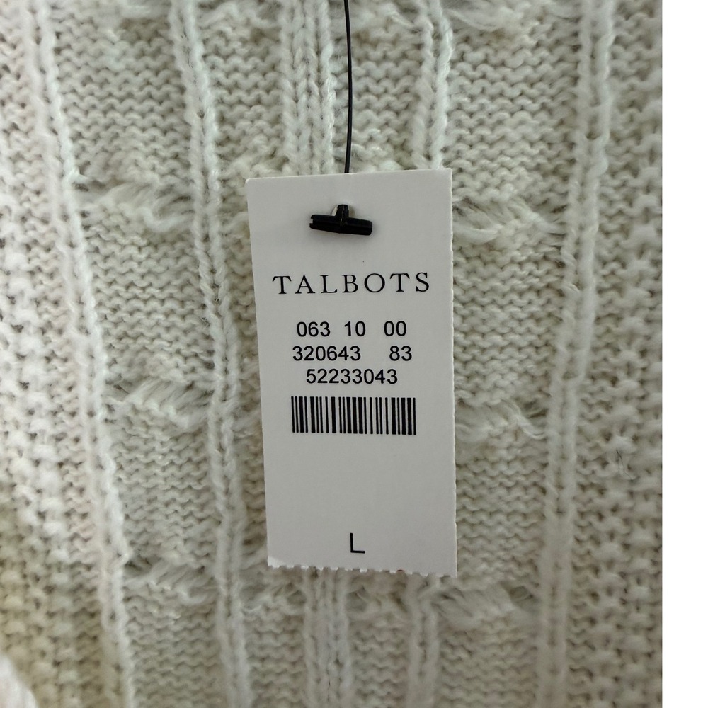 Talbots Ivory Cable Knit V-Neck Poncho Sweater
L NWT Transitional Oversize - Picture 6 of 11